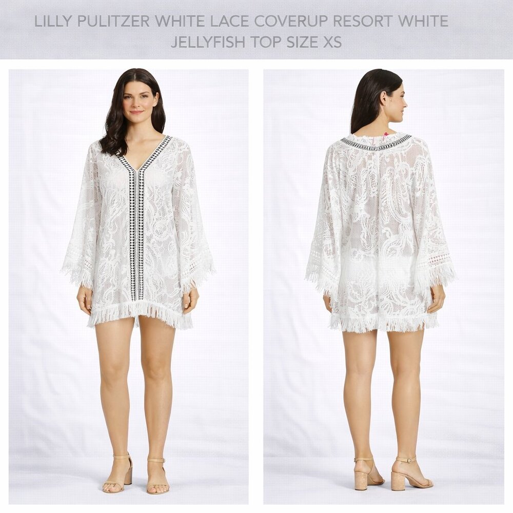 Lilly Pulitzer White Lace Coverup Resort White Jellyfish Top Size XS